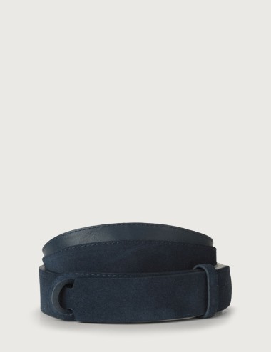 Suede Nobuckle belt blue