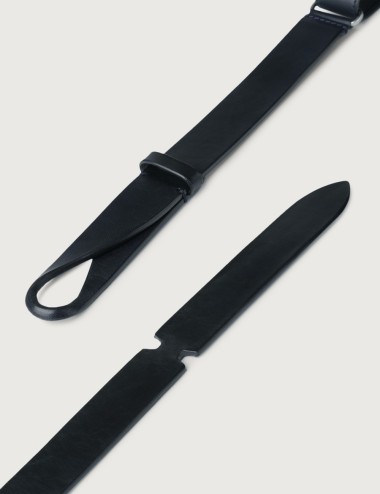 Bull leather Nobuckle belt blue