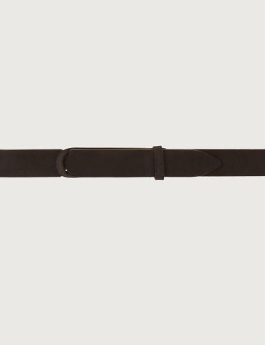 Suede Nobuckle belt chocolate