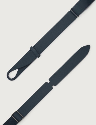 Cintura Nobuckle Micron in pelle navy