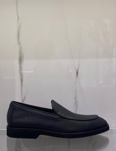 Mocassino traforato blu navy