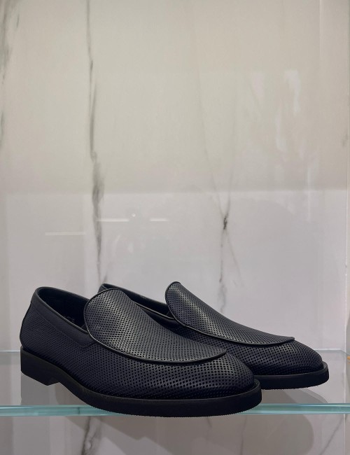 Mocassino traforato blue navy