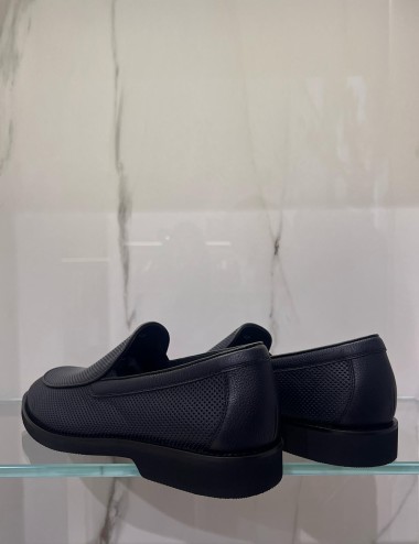 Mocassino traforato blue navy