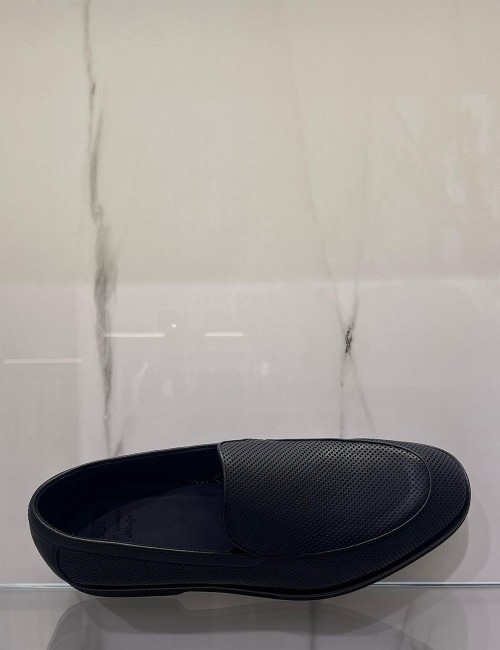 Mocassino traforato blu navy