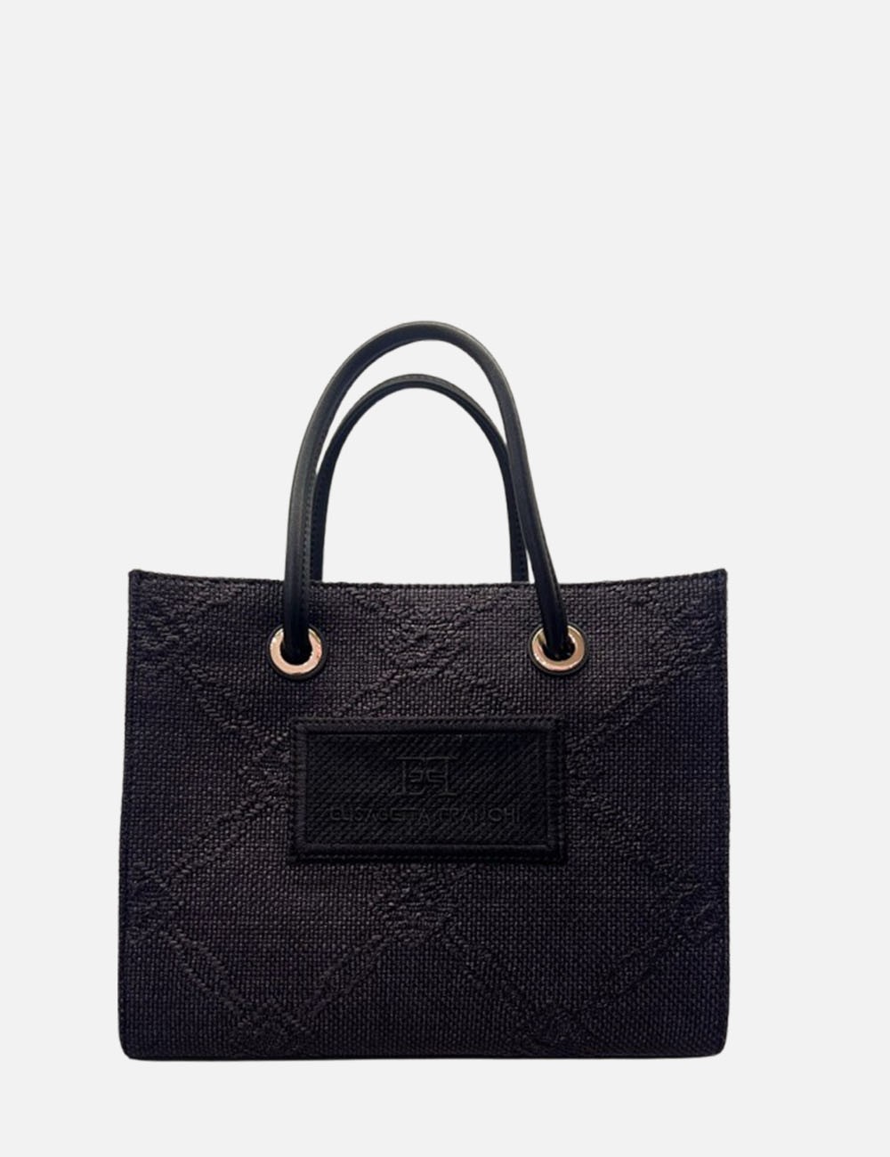 Tote piccola in rafia jacquard nera