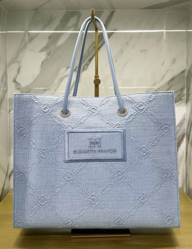 Tote grande in rafia jacquard sky blue