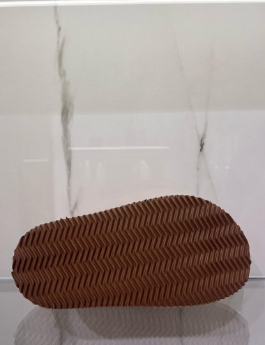 Sandali piattaforma in pelle intrecciata cognac