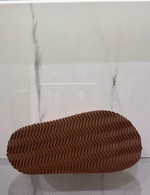 Sandali piattaforma in pelle intrecciata cognac