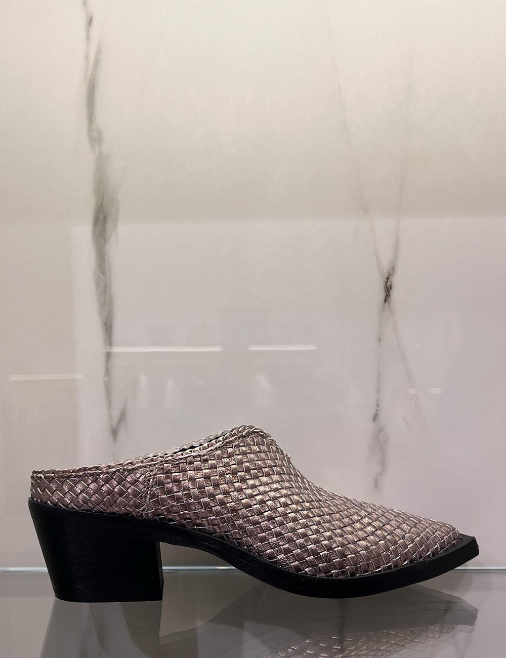 Sabot texano intrecciato argento