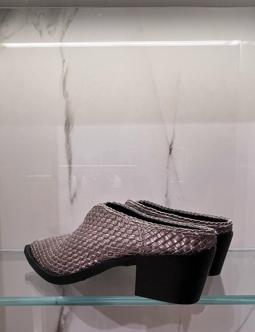 Sabot texano intrecciato argento
