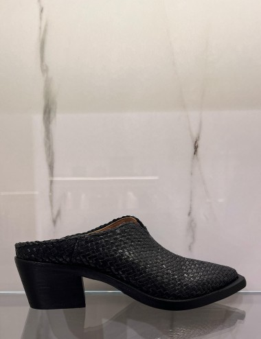 Sabot texano intrecciato nero