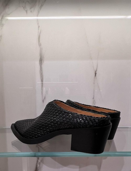 Sabot texano intrecciato nero