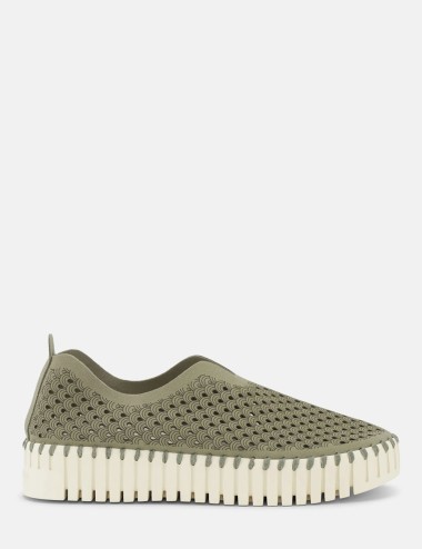 Mocassino Tulip traforato verde militare