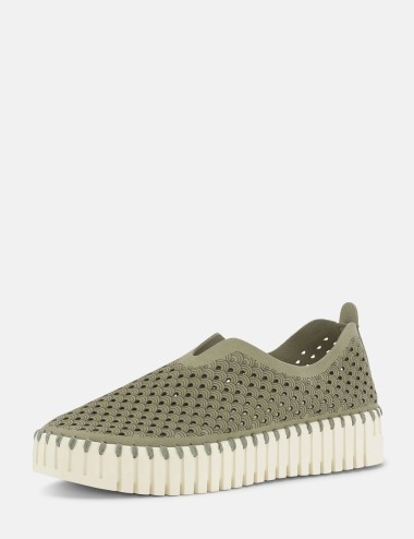 Mocassino Tulip traforato verde militare