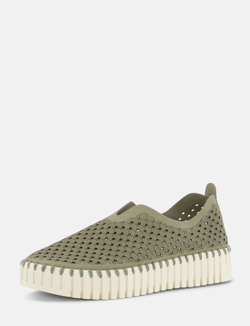 Mocassino Tulip traforato verde militare