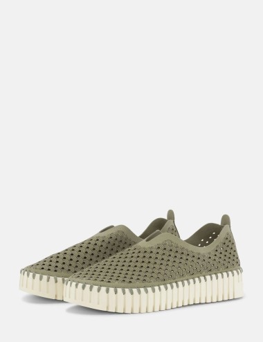 Mocassino Tulip traforato verde militare