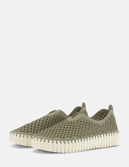 Mocassino Tulip traforato verde militare