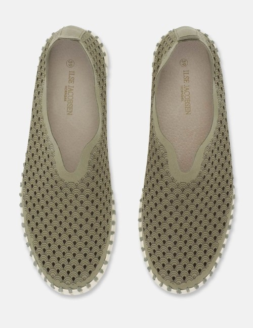 Mocassino Tulip traforato verde militare