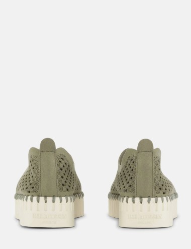 Mocassino Tulip traforato verde militare