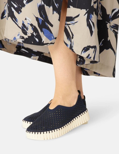 Platform Tulip Flats Dark Indigo