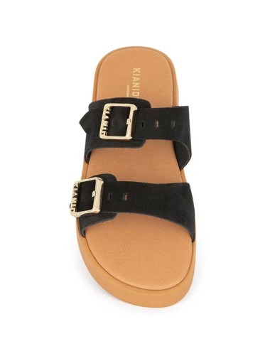 Sandalo doppia fascia Polignano Midi Caramel in Suede nero