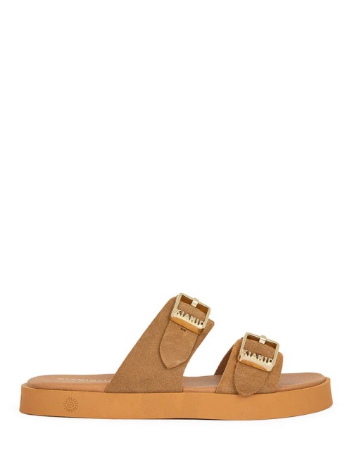 Sandalo doppia fascia Polignano Midi Caramel in Suede caramello