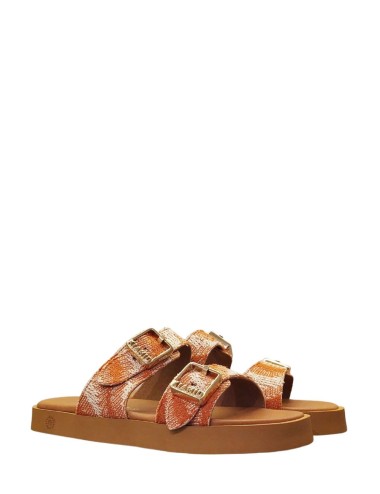 Sandalo doppia fascia Polignano Midi Caramel in Suede wawe