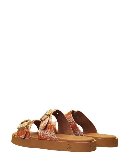 Sandalo doppia fascia Polignano Midi Caramel in Suede wawe