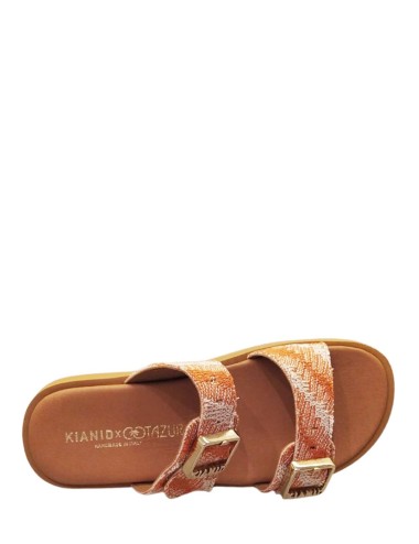 Sandalo doppia fascia Polignano Midi Caramel in Suede wawe