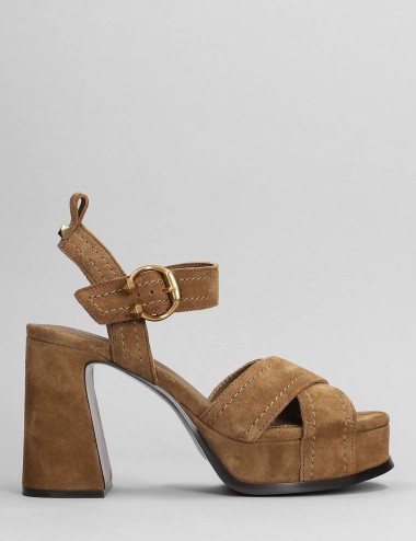 Sandali con plateau Melany in camoscio marrone