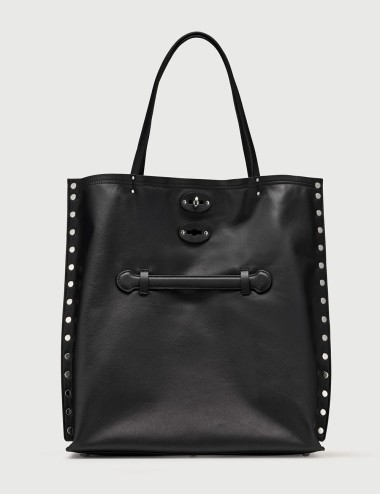 BORSA A' SPASSO® MEDIUM IN PELLE LISCIA BLACK LAVAGNA