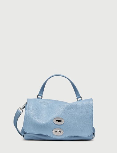 POSTINA® SMALL BAG IN HAMMERED LEATHER BLUE PELLESTRINA