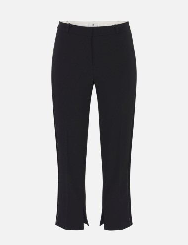 Pantaloni in crêpe leggero con dettagli smoking neri
