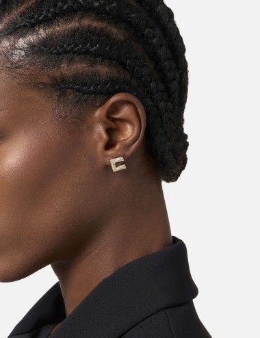Earrings with rhinestones yellow gold
