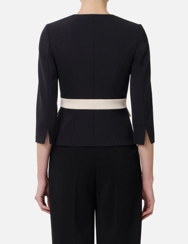 Colour-blocking jacket in double layer crêpe fabric black milk