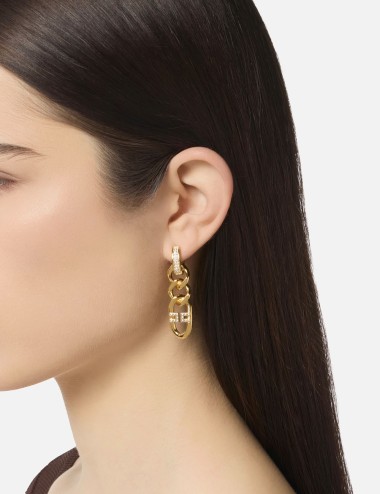 Earrings with chain and rhinestones oro giallo