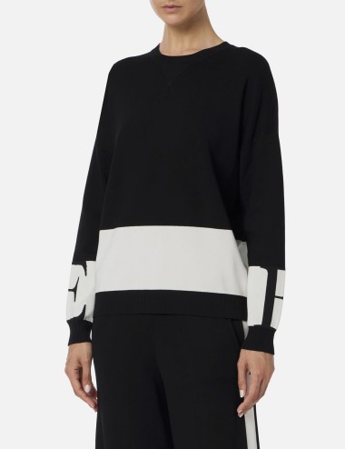 Maglia in viscosa con bande lucide nero milk