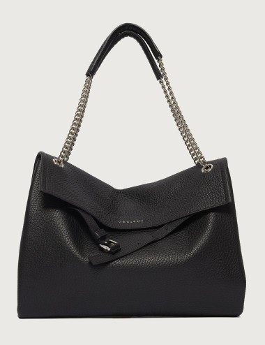 Venus Soft Midi grained leather shoulder bag black