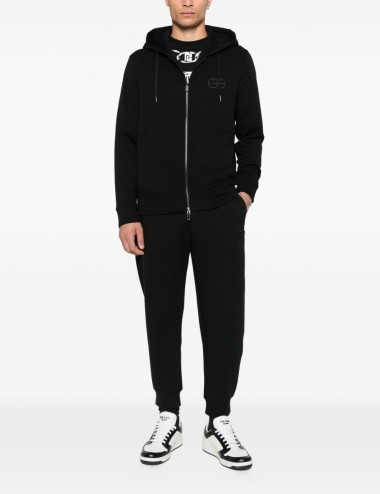 Logo cotton hoodie black