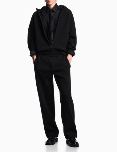 Jacquard Lyocell shirt with all-over eagles black