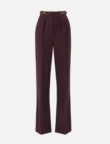 Pantaloni in crêpe con accessorio gioiello merlot