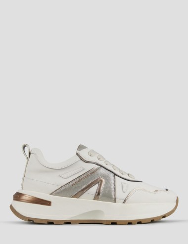 Sneakers Liverpool Woman in white leather with silver glitter side logo