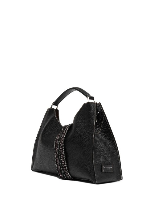 Borsa a tracolla in pelle AURORA NERO-CASTORO