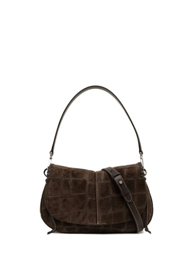 Cross-body bag in suede HELENA ROUND ESPRESSO