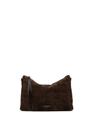 Borsa media a tracolla scamosciata NORA POUCH ESPRESSO