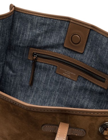 Shoulder bag in suede MARCELLA COGNAC