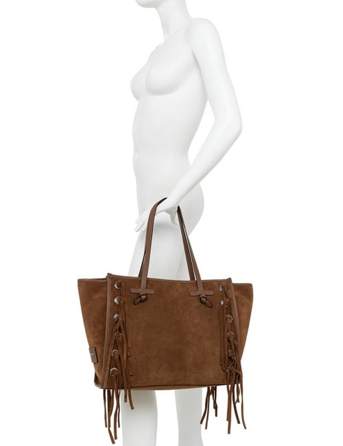 Shoulder bag in suede MARCELLA COGNAC
