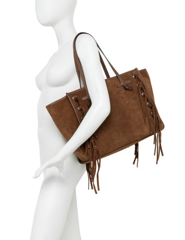 Shoulder bag in suede MARCELLA COGNAC