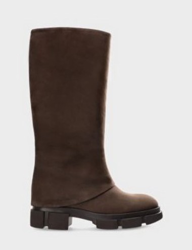 Stivale gambale ripiegato scamosciato chocolate
