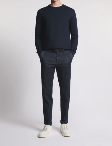 Round-neck Jumper in Wool blue